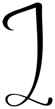 Vector calligraphy hand drawn letter I logo. Script font. Handwritten brush 스톡 일러스트