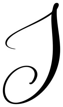 Vector calligraphy hand drawn letter I drop cap. Script font logo icon Illustrazione stock