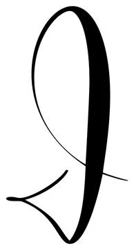 Vector calligraphy hand drawn letter I logo. Script font. Handwritten brush Stock Illustration