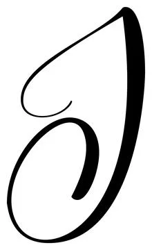 Vector calligraphy hand drawn letter I logo. Script font. Handwritten brush Illustrazione stock