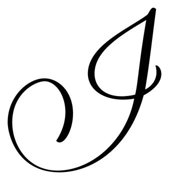 Vector calligraphy hand drawn letter I drop cap. Script font logo icon Stock Illustration