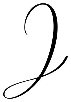 Vector calligraphy hand drawn letter J drop cap. Script font logo icon Stock Illustration
