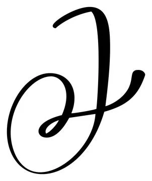 Vector calligraphy hand drawn letter J icon logo. Script font. Handwritten brush Stock Illustration