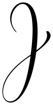 Vector calligraphy hand drawn letter J drop cap. Script font logo icon Illustrazione stock