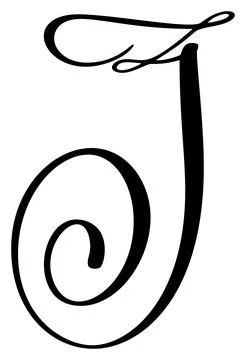 Vector calligraphy hand drawn letter J icon logo. Script font. Handwritten brush Illustrazione stock
