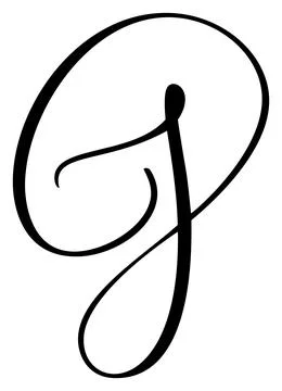 Vector calligraphy hand drawn letter J drop cap. Script font logo icon Illustrazione stock