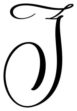 Vector calligraphy hand drawn letter J icon logo. Script font. Handwritten brush Stock Illustration