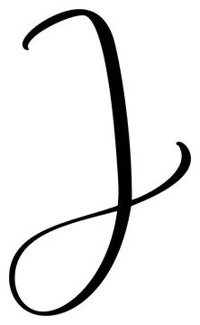Vector calligraphy hand drawn letter J drop cap. Script font logo icon Illustrazione stock
