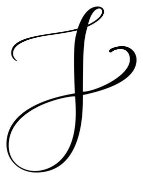 Vector calligraphy hand drawn letter J drop cap. Script font logo icon Stockillustratie