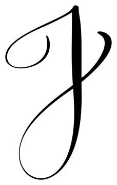 Vector calligraphy hand drawn letter J drop cap. Script font logo icon Illustrazione stock