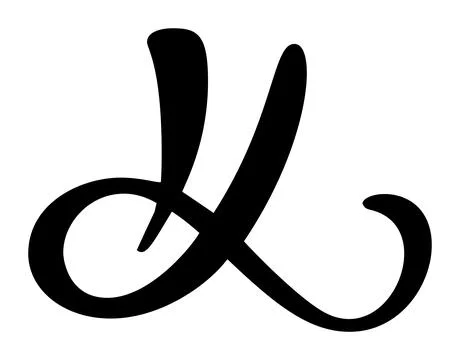 Vector calligraphy hand drawn letter K drop cap. Script font logo icon イラスト素材