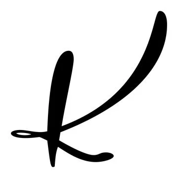 Vector calligraphy hand drawn letter K drop cap. Script font logo icon Stock Illustration