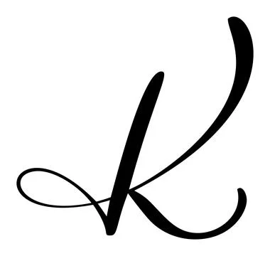 Vector calligraphy hand drawn letter K drop cap. Script font logo icon Illustrazione stock