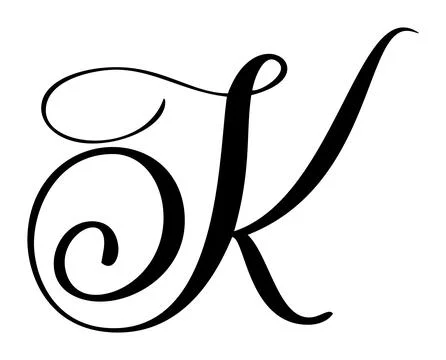Vector calligraphy hand drawn letter K icon logo. Script font. Handwritten brush Stockillustratie