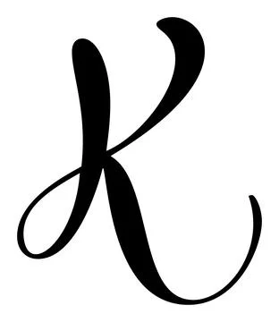 Vector calligraphy hand drawn letter K drop cap. Script font logo icon Illustrazione stock