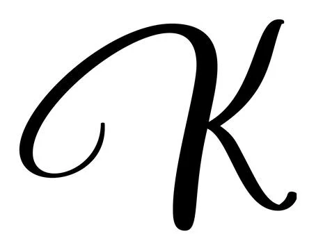 Vector calligraphy hand drawn letter K icon logo. Script font. Handwritten brush Illustrazione stock