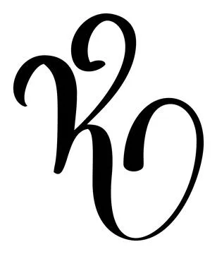 Vector calligraphy hand drawn letter K drop cap. Script font logo icon Illustrazione stock