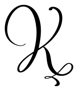 Vector calligraphy hand drawn letter K drop cap. Script font logo icon Stock Illustration