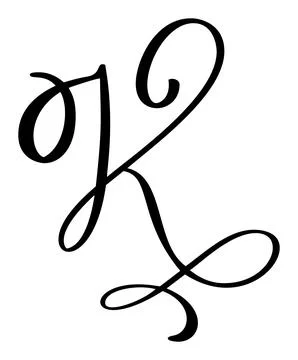 Vector calligraphy hand drawn letter K icon logo. Script font. Handwritten brush Stockillustratie