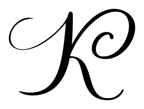Vector calligraphy hand drawn letter K icon logo. Script font. Handwritten brush Illustrazione stock