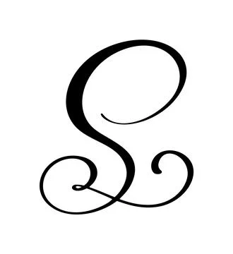 Vector calligraphy hand drawn letter S icon logo. Script font. Handwritten brush Stock Illustration