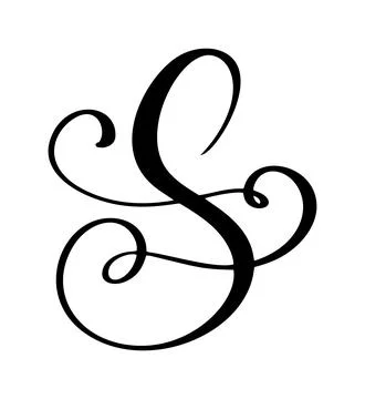 Vector calligraphy hand drawn letter S icon logo. Script Handwritten font. style Illustrazione stock