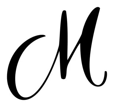 Vector calligraphy hand drawn letter M icon logo. Script font. Handwritten brush Illustrazione stock