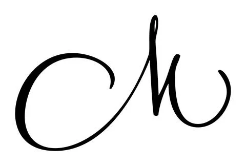 Vector calligraphy hand drawn letter M icon logo. Handwritten brush style Script Stock Illustration