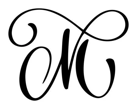 Vector calligraphy hand drawn letter M icon logo. Script font. style brush Illustrazione stock
