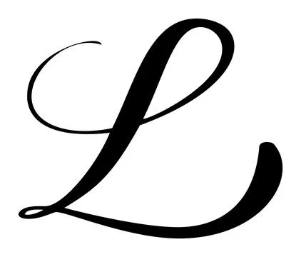 Vector calligraphy hand drawn letter L icon logo. Script font. Handwritten brush Stock Illustration