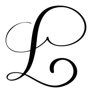 Vector calligraphy hand drawn letter L icon logo. Script Handwritten style font Illustrazione stock