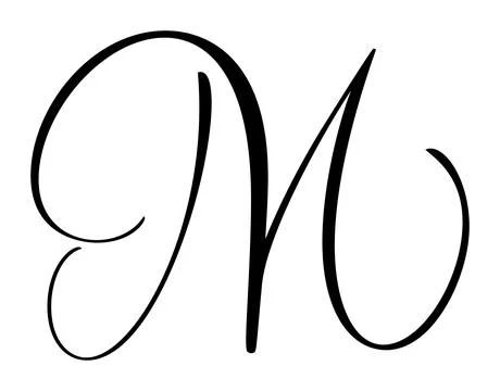 Vector calligraphy hand drawn letter M icon logo. Script style Handwritten font Illustrazione stock