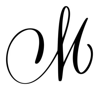 Vector calligraphy hand drawn letter M icon logo. Script Handwritten brush font Stock Illustration