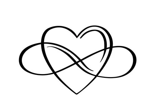 Vector calligraphy Heart and forever sign. Love Infinity valentine day romantic Stock Illustration