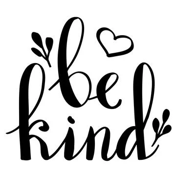 Vector calligraphy lettering be kind in black Stock Illustration