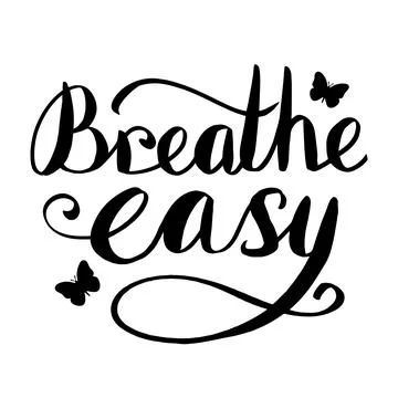 Vector calligraphy lettering breathe easy and images of butterflies in black Stock Illustration