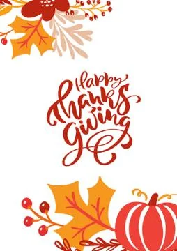 Vector calligraphy lettering text Happy Thanksgiving Day and illustration of Stock Illustration