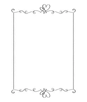 Vector calligraphy rectangular ornamental frame with heart. Valentine Day Stock Illustration