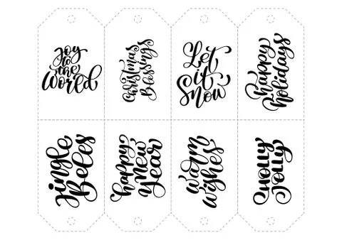 Vector calligraphy set of phrases for tags. Isolated Christmas Hand Drawn 스톡 일러스트