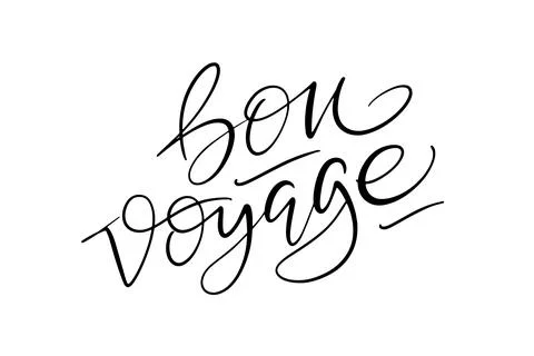 Vector calligraphy text Bon voyage made by black handwritten letters on whi.. Stock Illustration