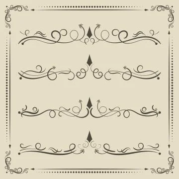 Vector calligrpahic curled divider and decorative elements. Stock Illustration