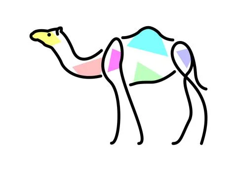 Vector camel in paper art style Stock Illustration