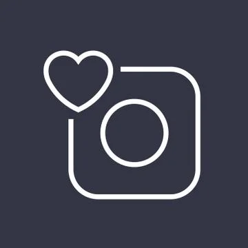 Vector camera icon. Camera and heart. Editable Stroke 스톡 일러스트