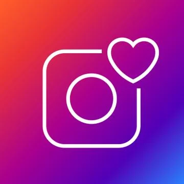 Vector camera icon - Camera and heart. Editable Stroke. Illustrazione stock