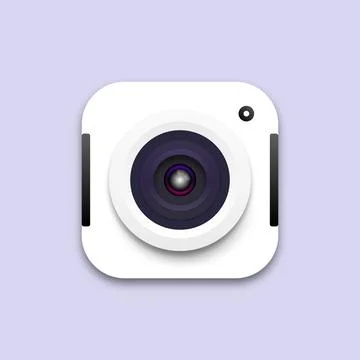 Vector camera icon with relistic lens Stock Illustration