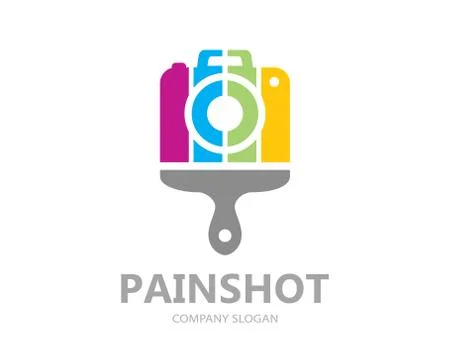 Vector camera paint logo template design. Creative camera symbol or icon Ilustración de archivo