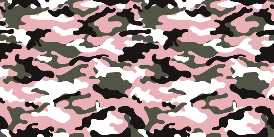 Vector camouflage pattern for clothing design. Pink camouflage military pattern Stock Illustration