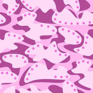 Vector camouflage seamless pattern background in trend bright purple and past Stock Illustration