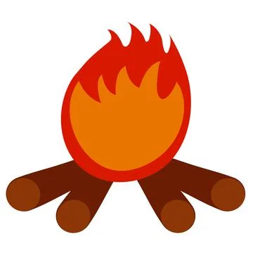 Vector camp fire in hand drawn cartoon flat style Stock Illustration