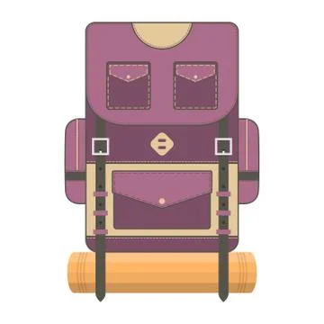 Vector Camping backpack flat style illustration 스톡 일러스트